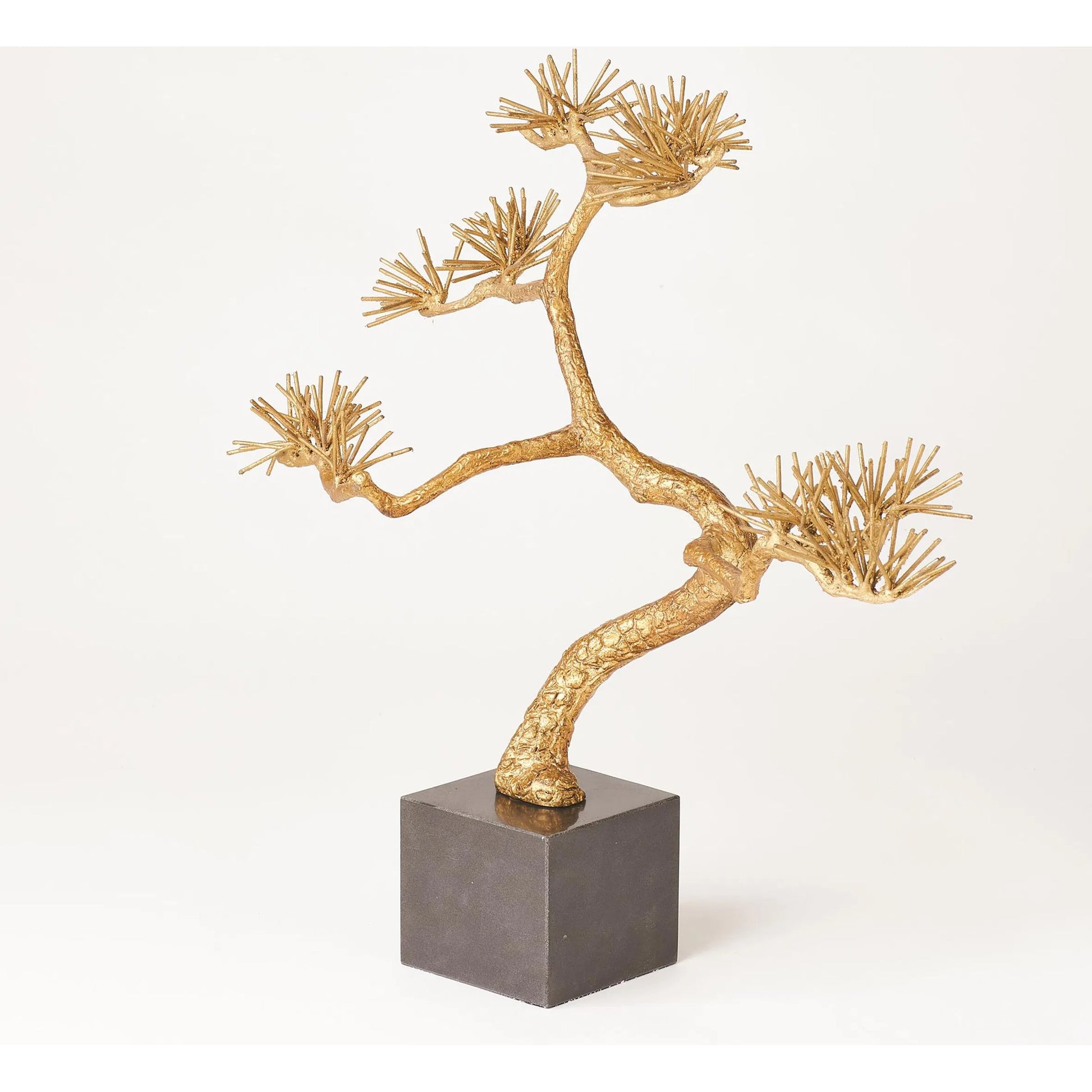 Bonsai Tree Sculpture by Global Views in gold leaf. Made from iron, marble in a modern style.