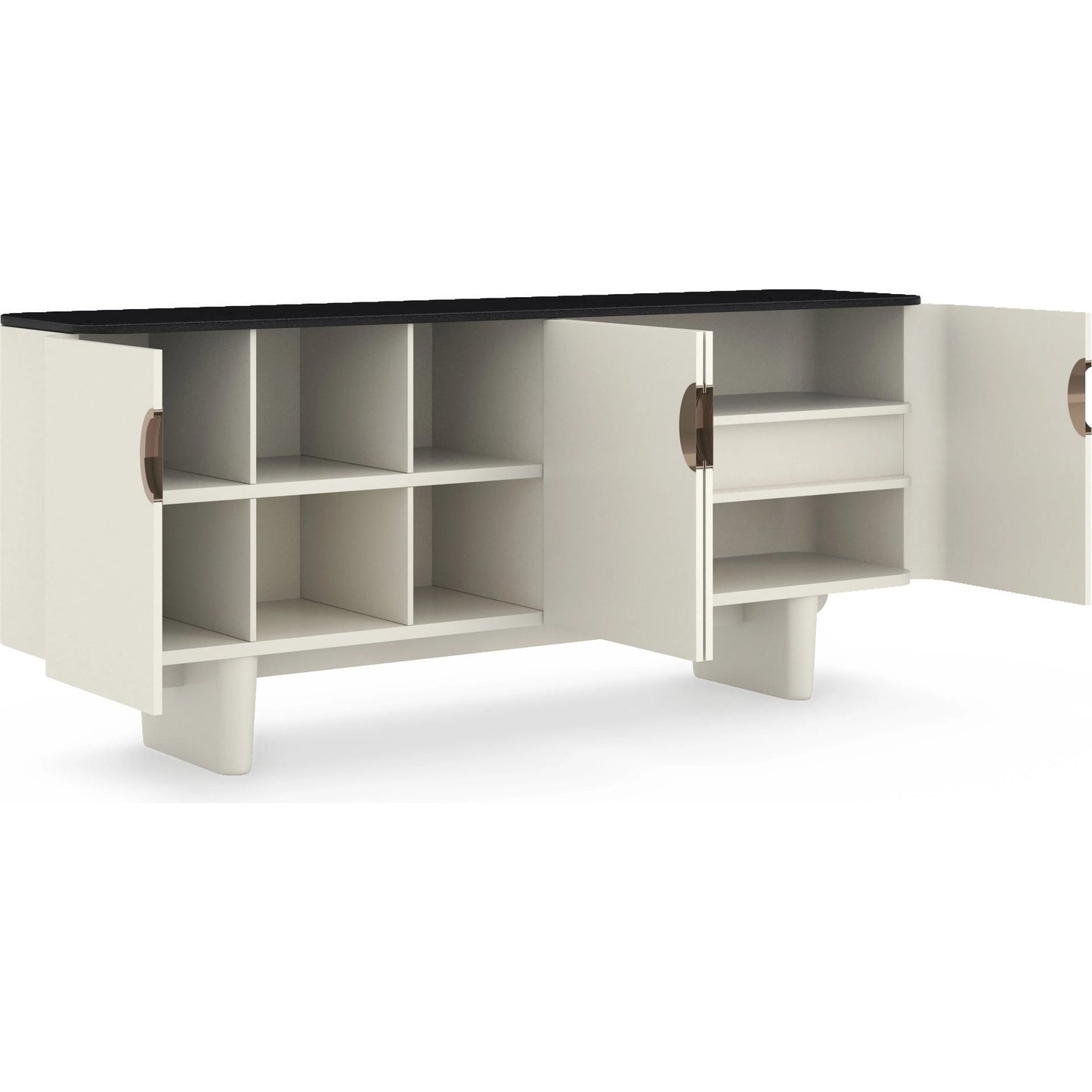 002 SI-2370824 | Additional Silo | Paragon Sideboard by Caracole in blanc gloss, champagne gold. Made from unique in a modern style.
