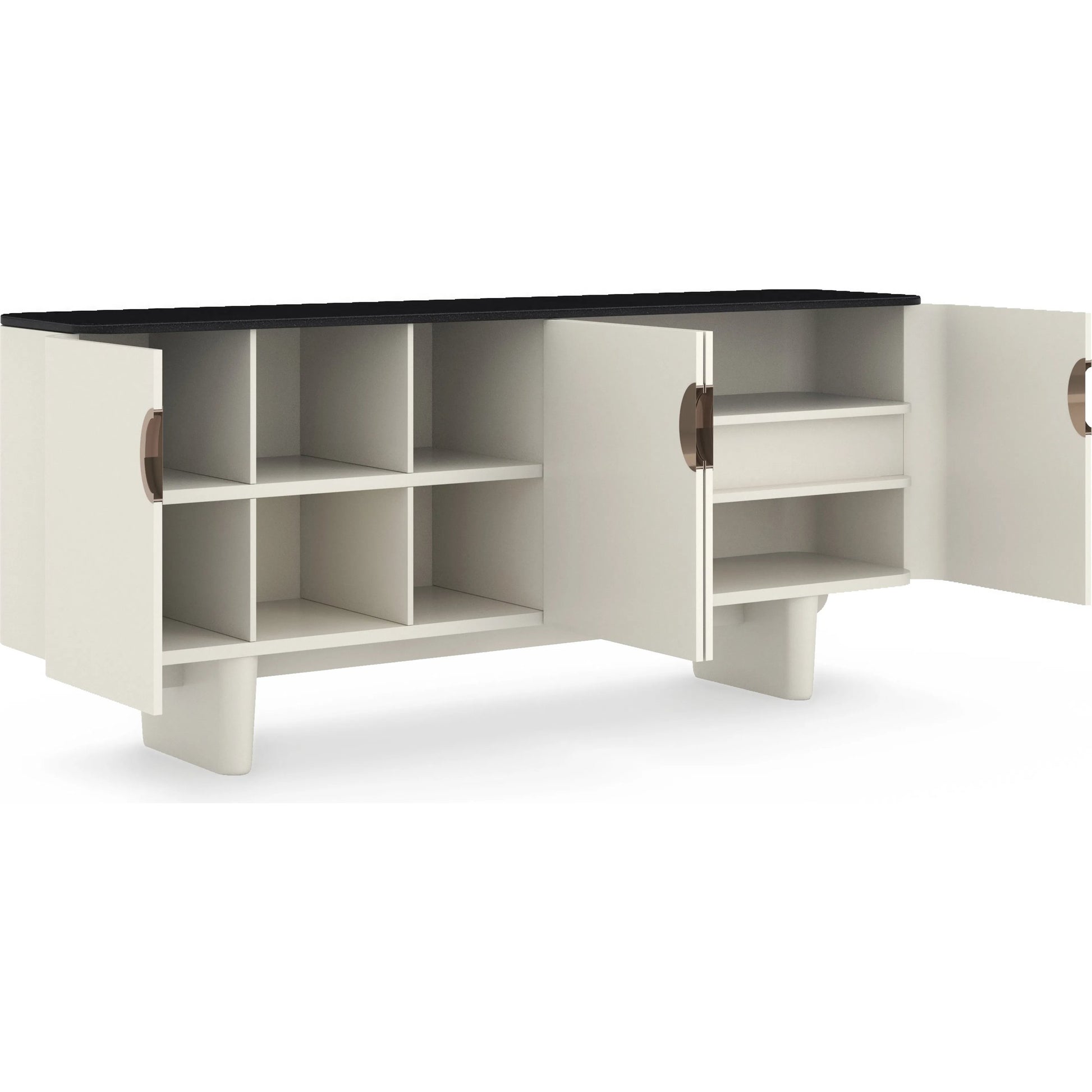 Paragon Sideboard by Caracole in blanc gloss, champagne gold. Made from unique in a modern style.