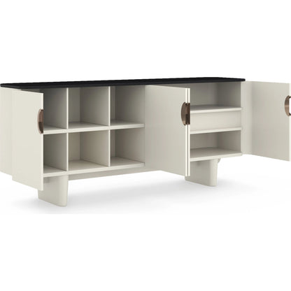 Paragon Sideboard by Caracole in blanc gloss, champagne gold. Made from unique in a modern style.