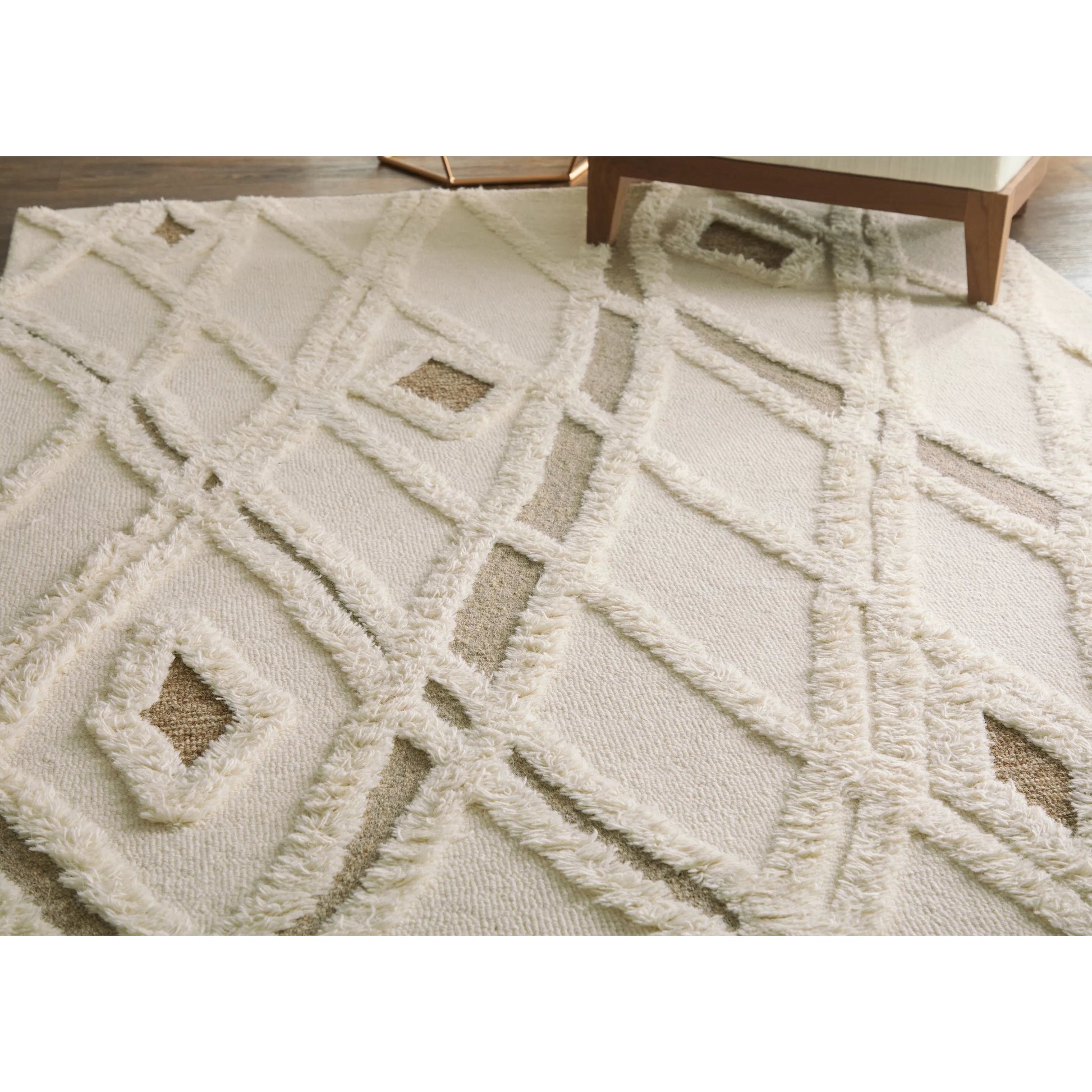 Anica Transitional Geometric Rug - 8008F by Feizy in ivory, taupe, brown. Made from wool in a unique style.