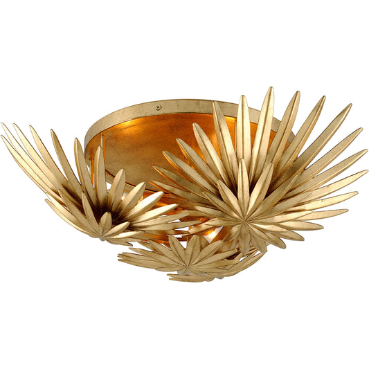 Savvy Semi-Flush by Corbett in vintage gold leaf. Made from hand crafted iron in a modern style.