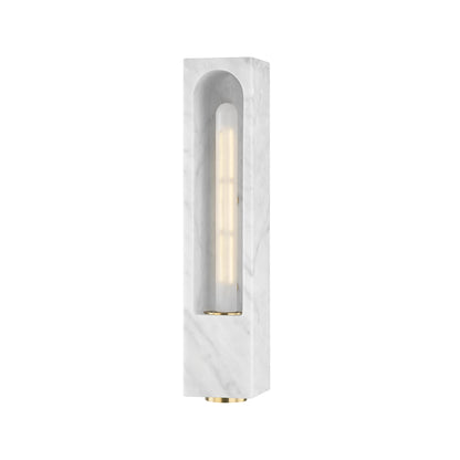 Erwin 1 Light Wall Sconce by Hudson Valley in white marble. Made from steel in a modern style.