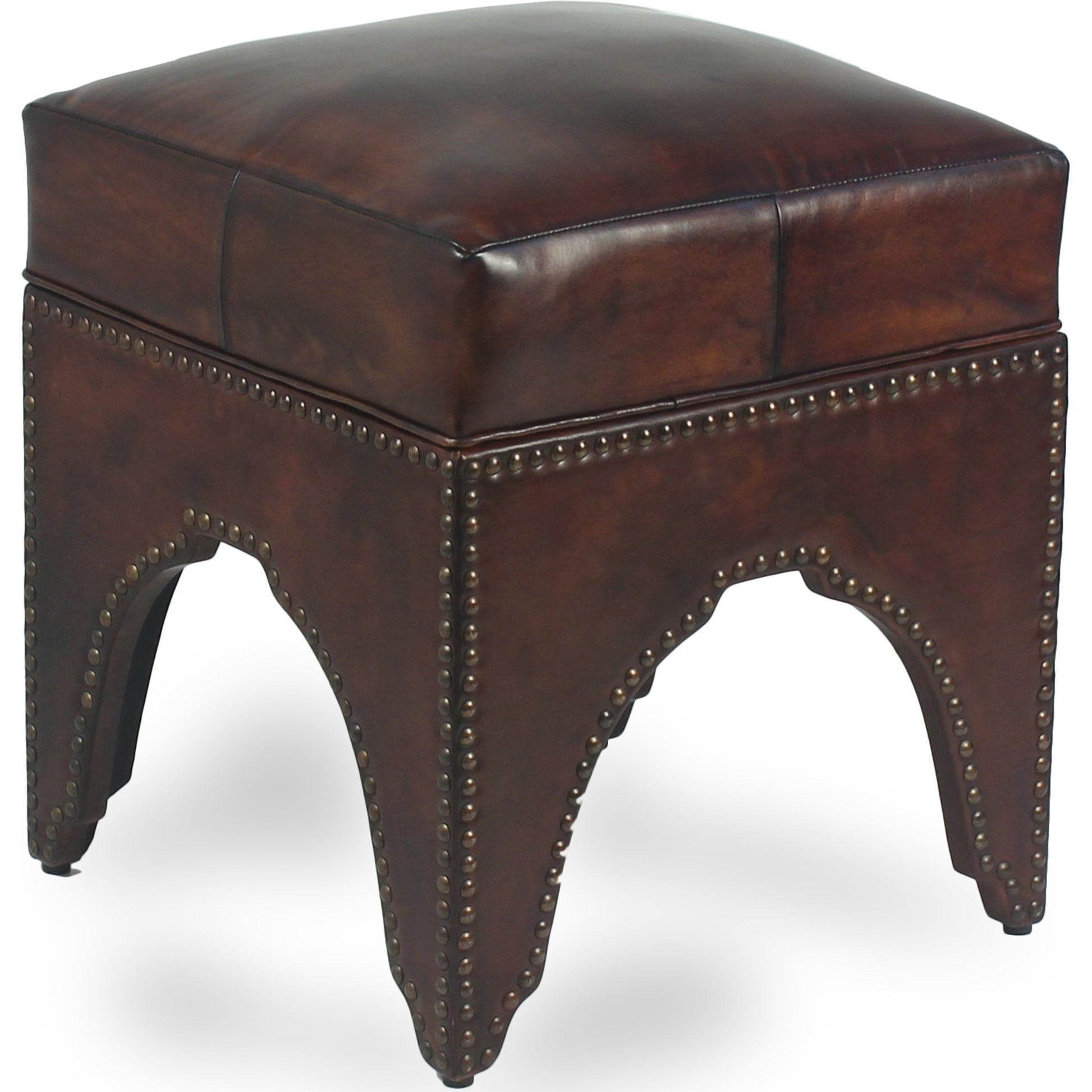 Giuseppe Footstool by Sarreid Ltd. in brown. Made from wood, leather in a cottage & farmhouse style.