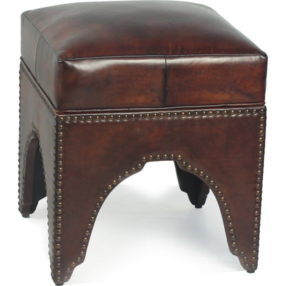 Giuseppe Footstool by Sarreid Ltd. in brown. Made from wood, leather in a cottage & farmhouse style.