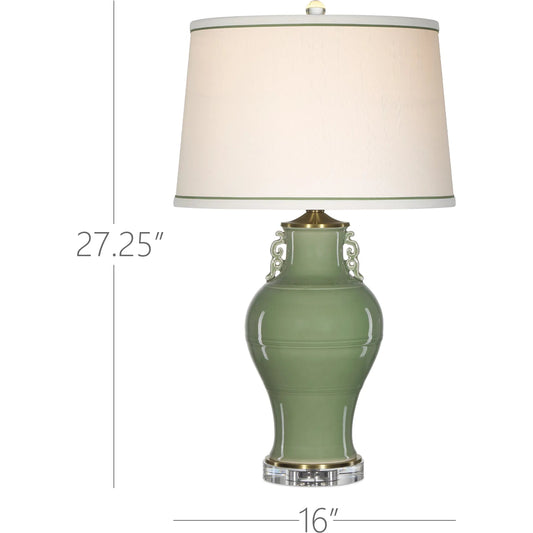 Londonderry Table Lamp by Currey and Company in green, clear. Made from porcelain, optic crystal in a unique style.