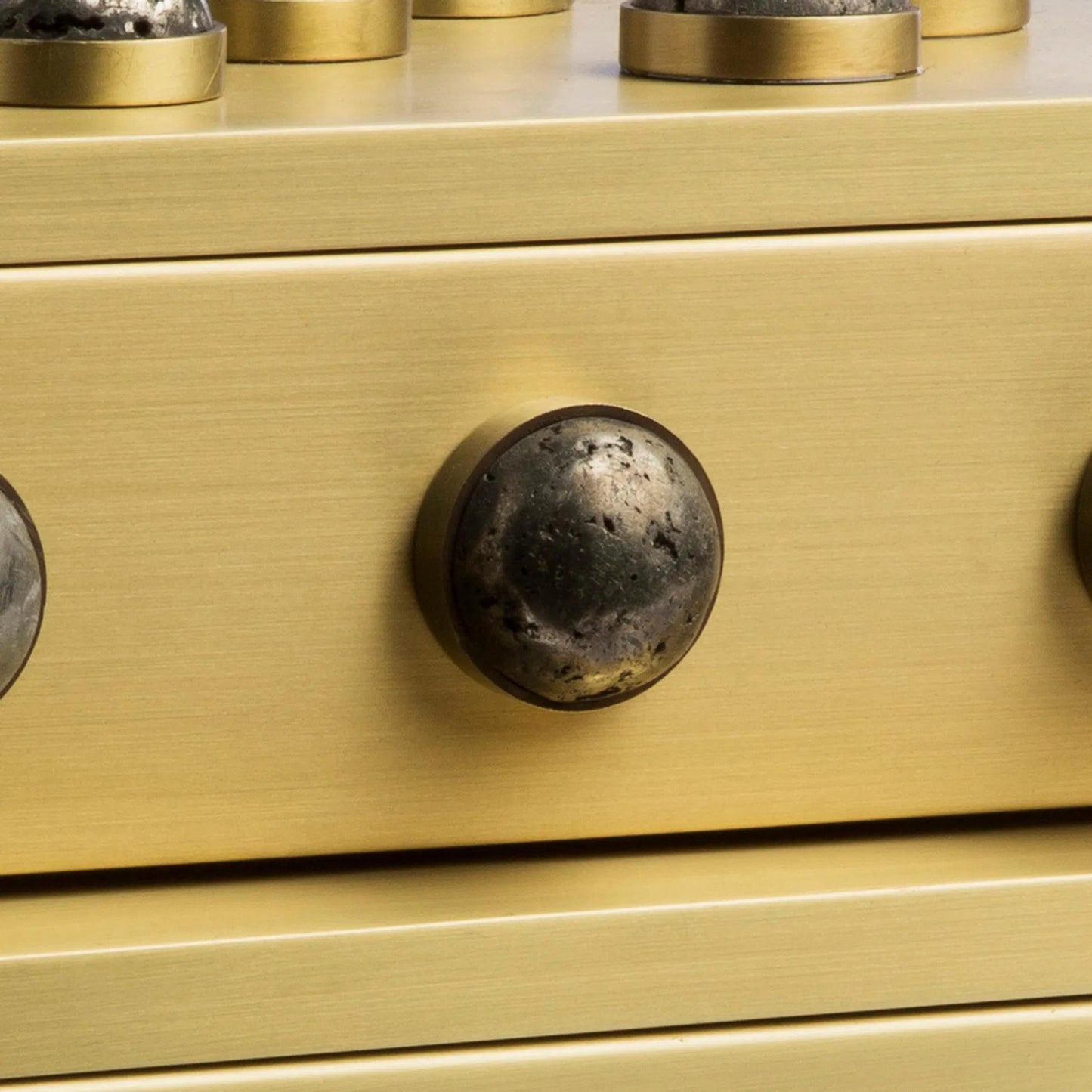 002 SI-2446443,SI-2446444 | Closeup | Pandora Pyrite Box by Global Views. Made from stainless steel, pandora pyrite in a eclectic & global style.