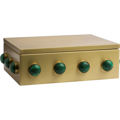 Pandora Malachite Box by Global Views. Made from stainless steel, faux pandora malachite in a eclectic & global style.