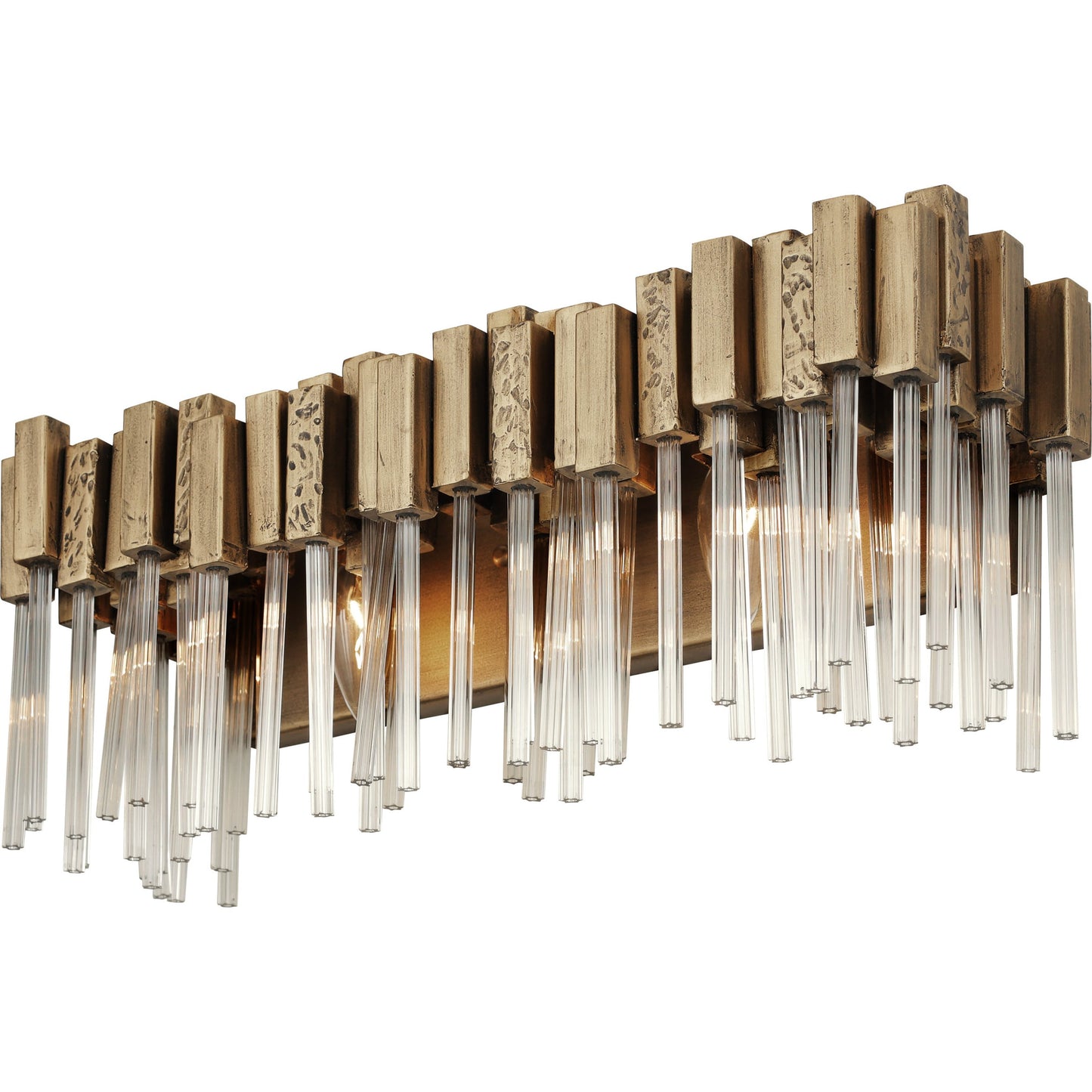 002 SR-817984 | Primary Silo | Matrix Bath by Varaluz in havana gold. Made from clear fluted glass in a transitional style.
