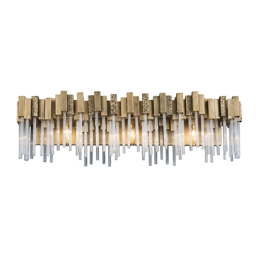 Matrix Bath by Varaluz in havana gold. Made from clear fluted glass in a transitional style.