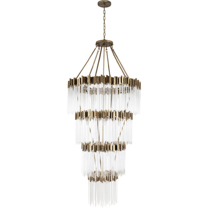Matrix Chandelier by Varaluz in havana gold. Made from clear fluted glass in a transitional style.