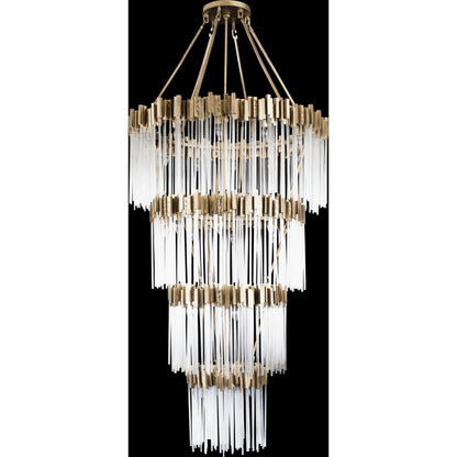 Matrix Chandelier by Varaluz in havana gold. Made from clear fluted glass in a transitional style.