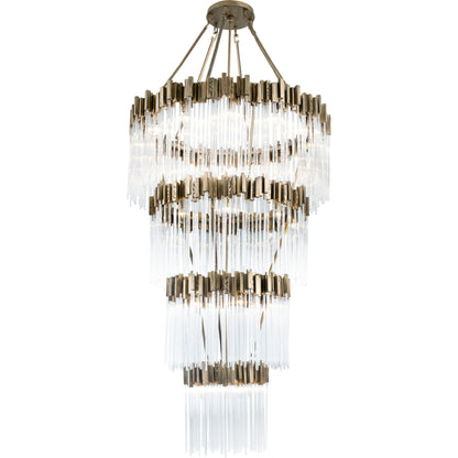 Matrix Chandelier by Varaluz in havana gold. Made from clear fluted glass in a transitional style.