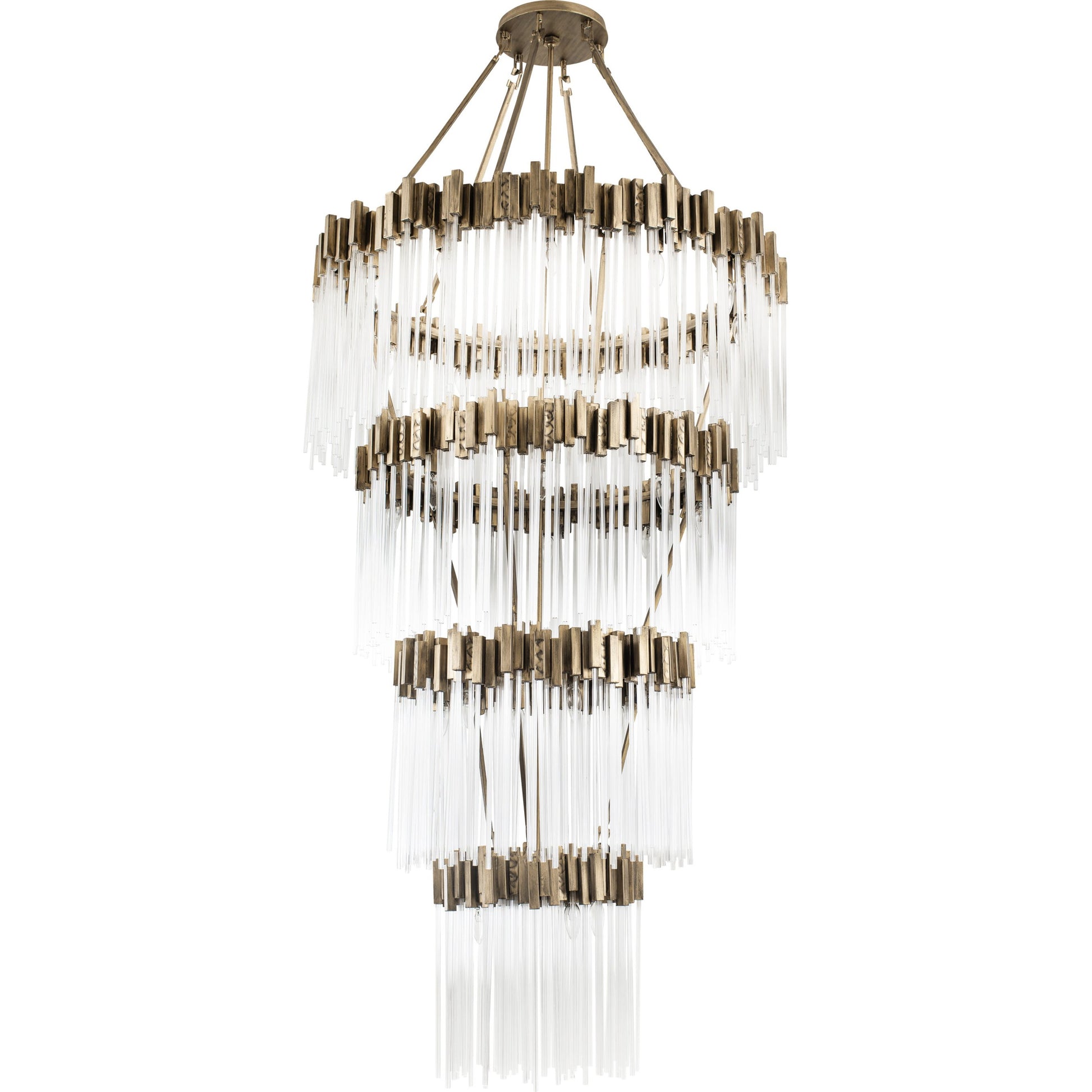 Matrix Chandelier by Varaluz in havana gold. Made from clear fluted glass in a transitional style.
