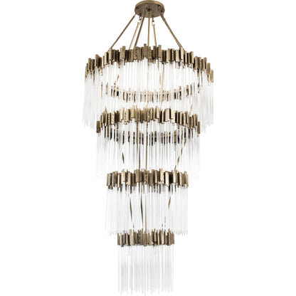 Matrix Chandelier by Varaluz in havana gold. Made from clear fluted glass in a transitional style.