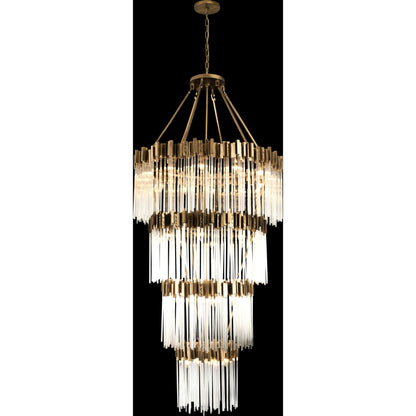 Matrix Chandelier by Varaluz in havana gold. Made from clear fluted glass in a transitional style.