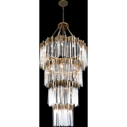 Matrix Chandelier by Varaluz in havana gold. Made from clear fluted glass in a transitional style.