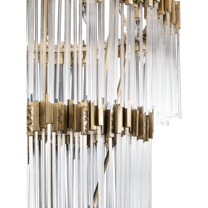 Matrix Chandelier by Varaluz in havana gold. Made from clear fluted glass in a transitional style.
