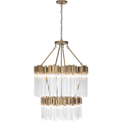 Matrix Chandelier by Varaluz in havana gold. Made from clear fluted glass in a transitional style.