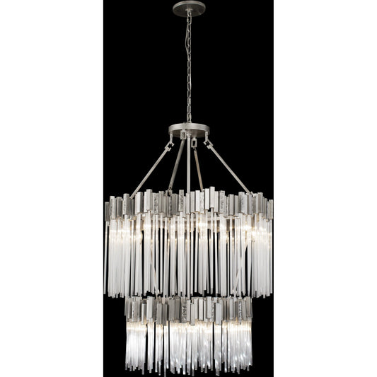 Matrix 2-Tier Chandelier by Varaluz in matte black/french gold. Made from unique in a modern style.