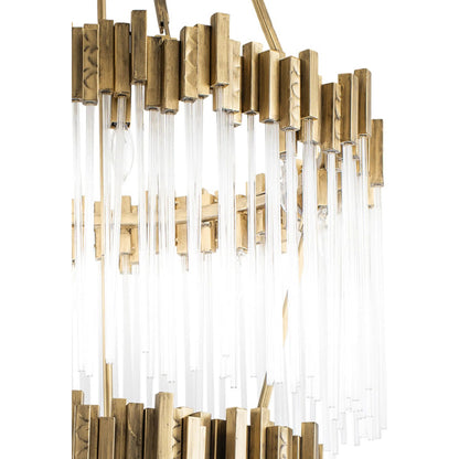 Matrix Chandelier by Varaluz in havana gold. Made from clear fluted glass in a transitional style.
