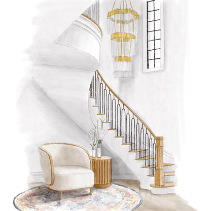 Matrix Chandelier by Varaluz in havana gold. Made from clear fluted glass in a transitional style.