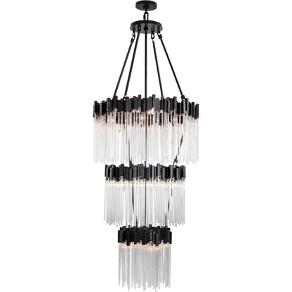 Matrix 3 Tier Chandelier by Varaluz in matte black/french gold. Made from unique in a modern style.