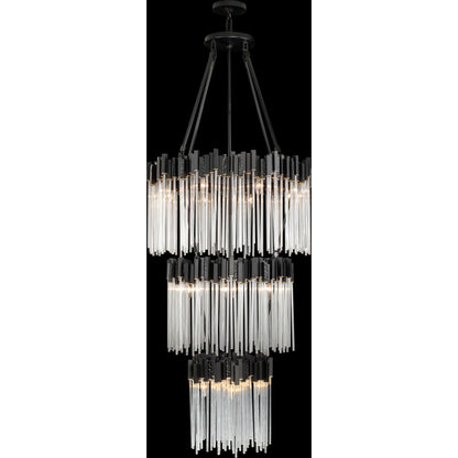 Matrix 3 Tier Chandelier by Varaluz in matte black/french gold. Made from unique in a modern style.