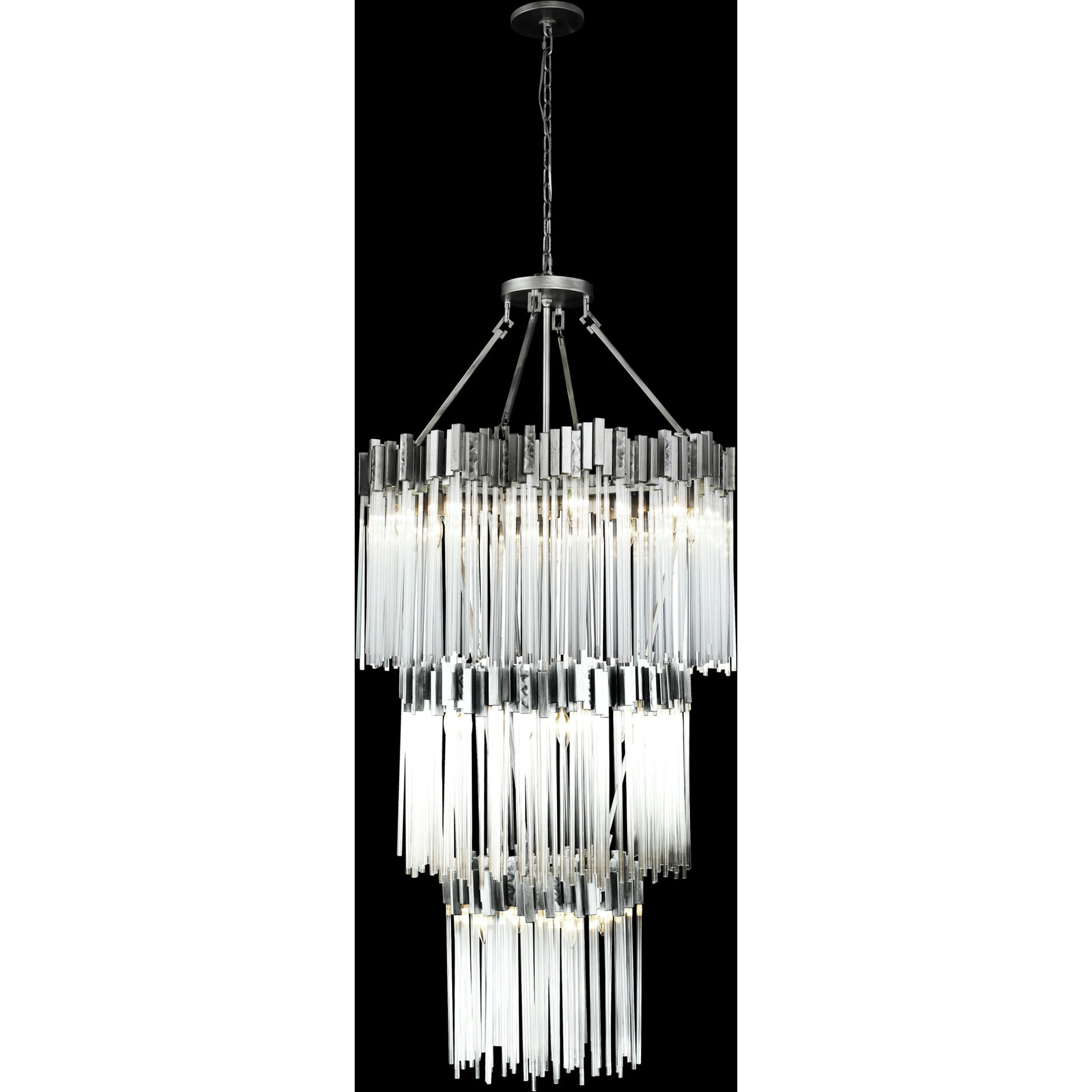 Matrix 3 Tier Chandelier by Varaluz in matte black/french gold. Made from unique in a modern style.