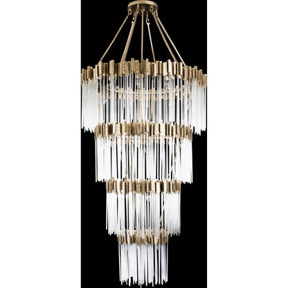Matrix Chandelier by Varaluz in havana gold. Made from clear fluted glass in a transitional style.