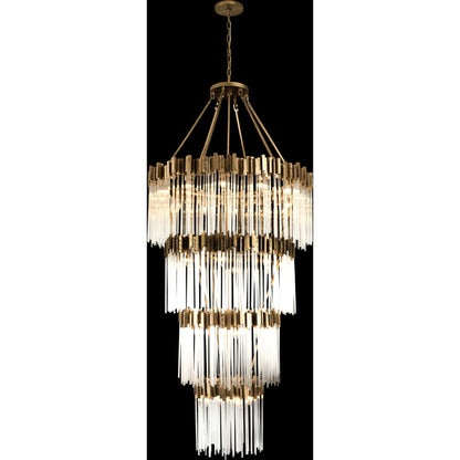Matrix Chandelier by Varaluz in havana gold. Made from clear fluted glass in a transitional style.