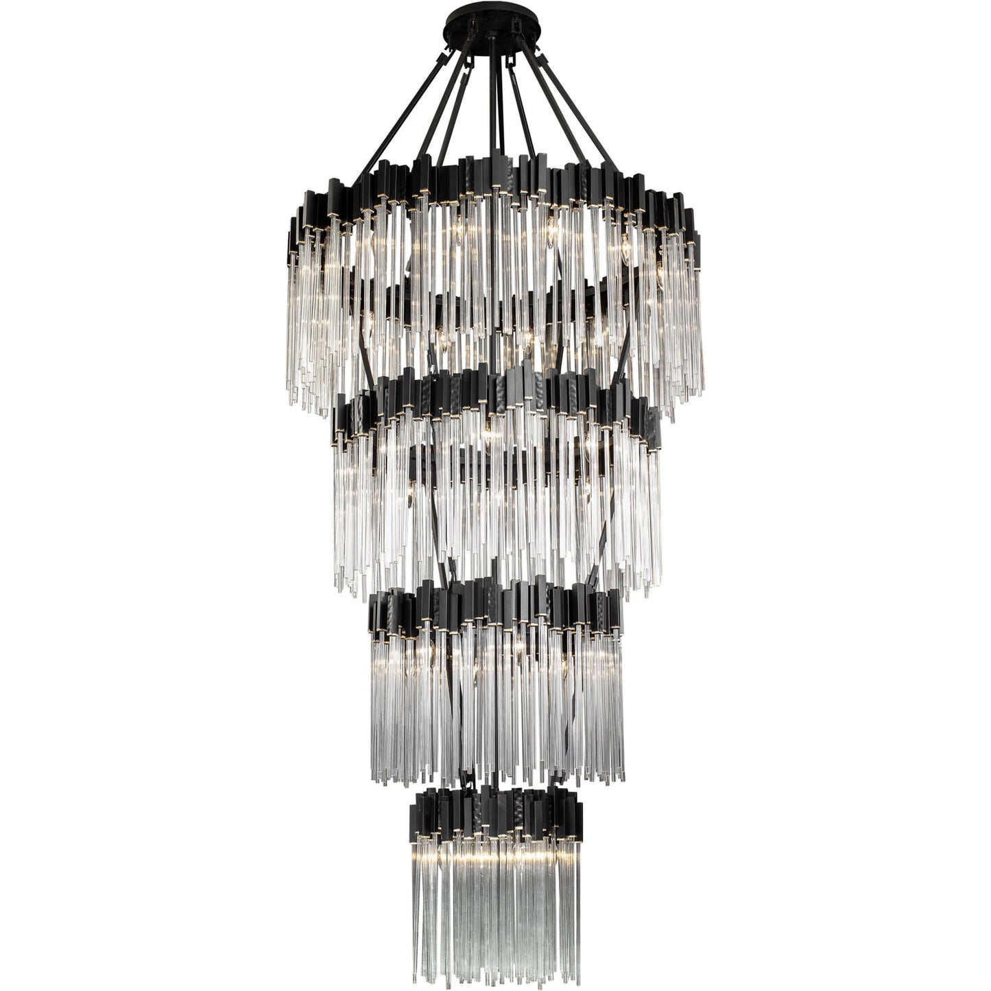 004 SI-1991487 | Additional Silo | Matrix 4 Tier Chandelier by Varaluz in matte black/french gold. Made from unique in a modern style.