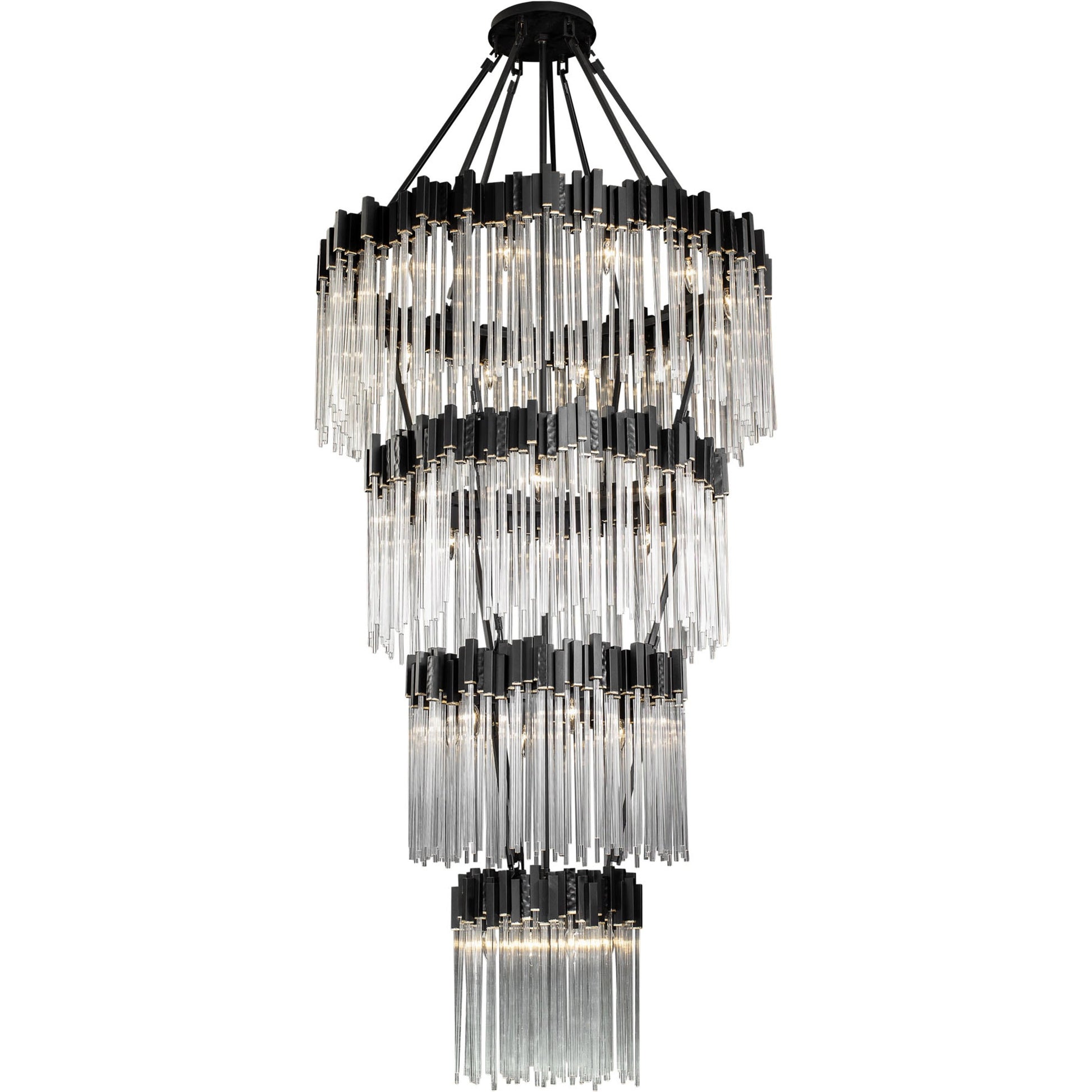 Matrix 4 Tier Chandelier by Varaluz in matte black/french gold. Made from unique in a modern style.