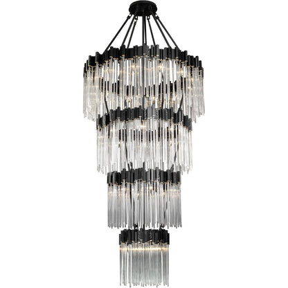 Matrix 4 Tier Chandelier by Varaluz in matte black/french gold. Made from unique in a modern style.
