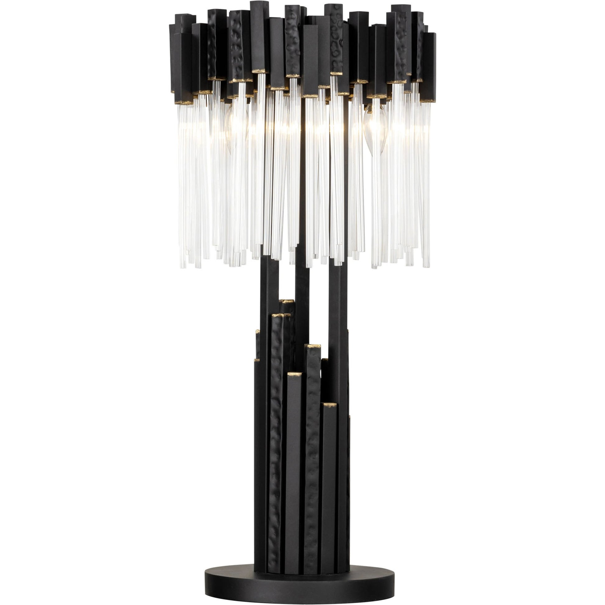 Matrix Table Lamp by Varaluz in matte black/french gold. Made from unique in a modern style.