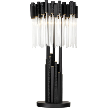 Matrix Table Lamp by Varaluz in matte black/french gold. Made from unique in a modern style.