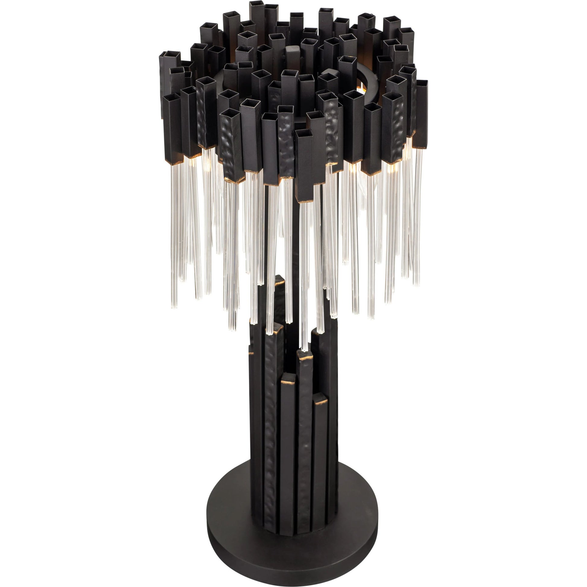 Matrix Table Lamp by Varaluz in matte black/french gold. Made from unique in a modern style.