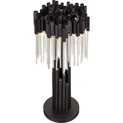 Matrix Table Lamp by Varaluz in matte black/french gold. Made from unique in a modern style.