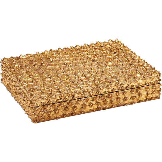 Hazlitt Box by Currey and Company in gold leaf. Made from engineered wood, composite in a eclectic & global style.