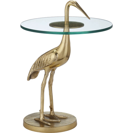 Crane Accent Table by Currey and Company. Made from cast aluminum, glass in a unique style.