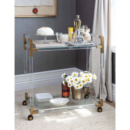 Americano Bar Cart by Regina Andrew in clear and clear. Made from acrylic in a modern style.