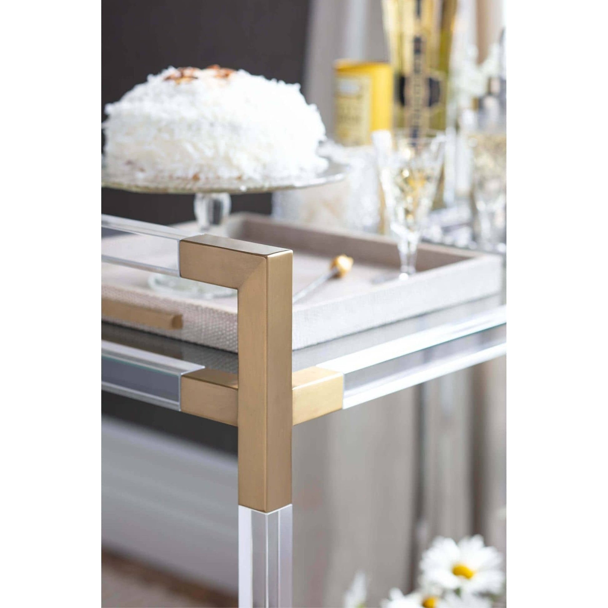 Americano Bar Cart by Regina Andrew in clear and clear. Made from acrylic in a modern style.