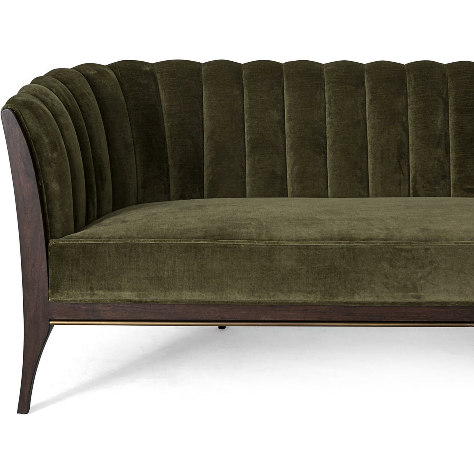 Channel Back Sofa by Global Views. Made from solid walnut, fabric, wood, 100% cotton, double rub: 50,000 in a modern style.
