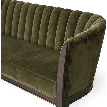 Channel Back Sofa by Global Views. Made from solid walnut, fabric, wood, 100% cotton, double rub: 50,000 in a modern style.