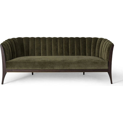 Channel Back Sofa by Global Views. Made from solid walnut, fabric, wood, 100% cotton, double rub: 50,000 in a modern style.