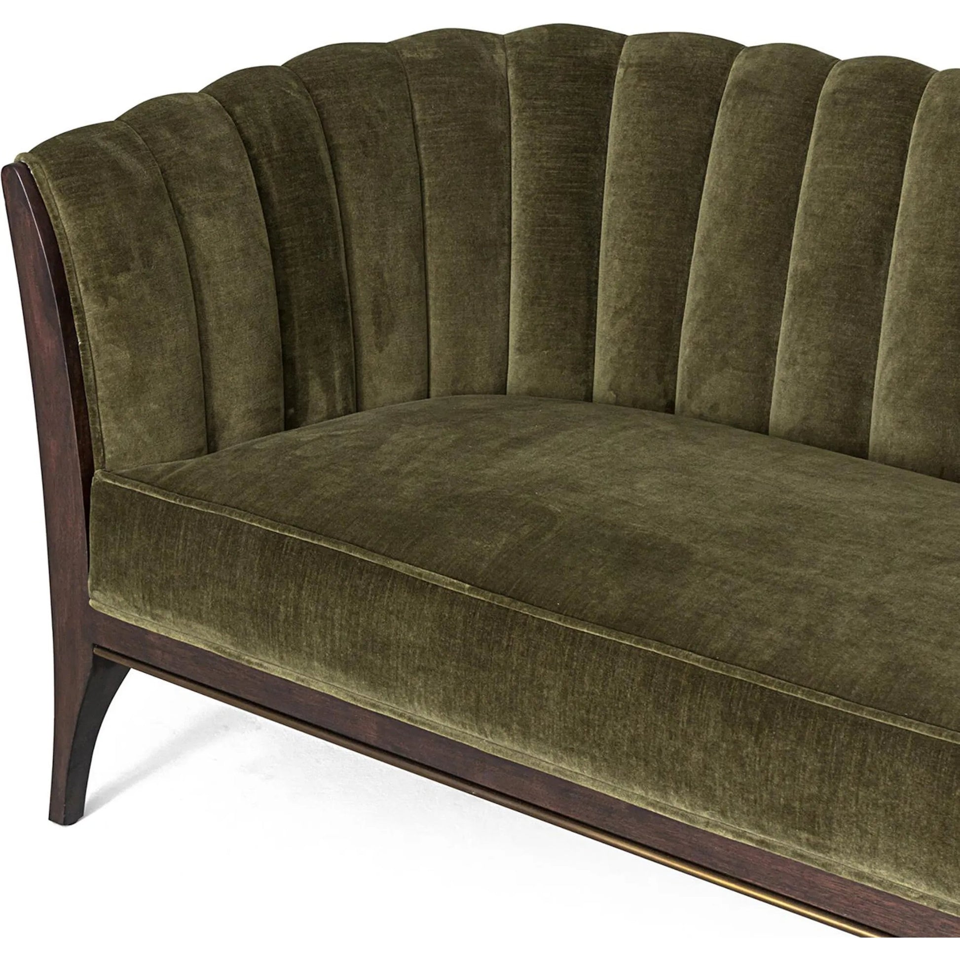 Channel Back Sofa by Global Views. Made from solid walnut, fabric, wood, 100% cotton, double rub: 50,000 in a modern style.
