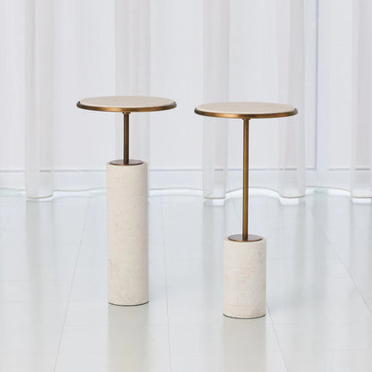 Tall Cored Marble Table by Global Views. Made from brass, marble in a transitional style.