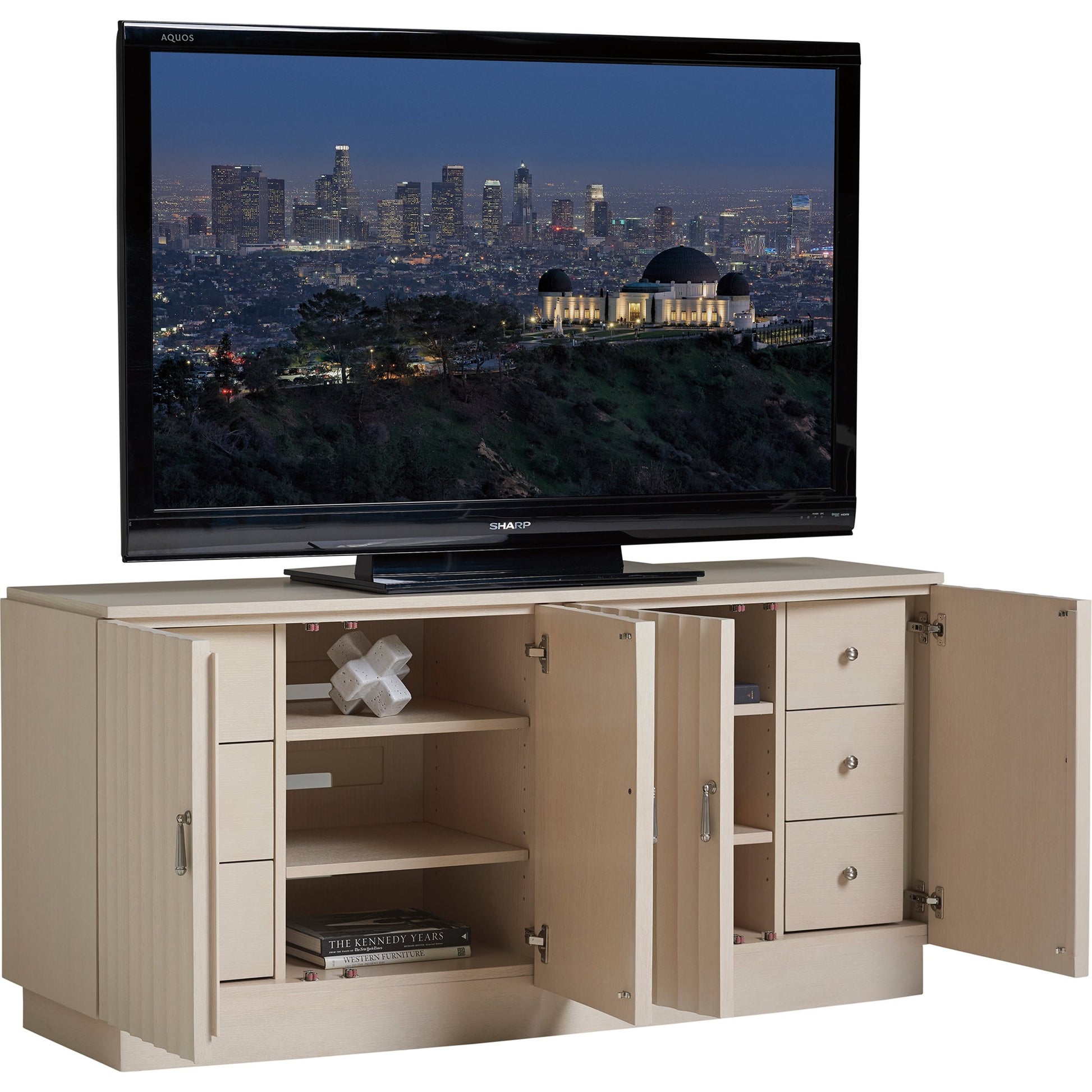 Ellerston Media Console by Sligh in linen white. Made from unique in a transitional style.
