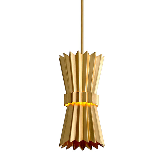 Moxy Pendant I by Corbett in gold leaf. Made from hand crafted iron in a modern style.