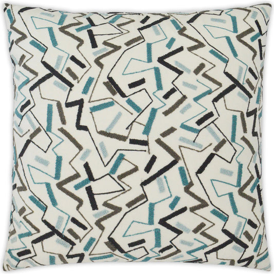 Riker Pillow by DV Kap Home in turquoise. Made from 33% viscose, 27% polyester, 27% linen, 13% acrylic in a unique style.